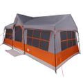 vidaXL Rodinný stan so strechou Šedá a oranžová 622 x 295 x 238 cm