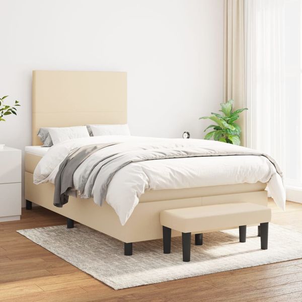 vidaXL Boxspring posteľ s matracom krémový 120x200 cm látka