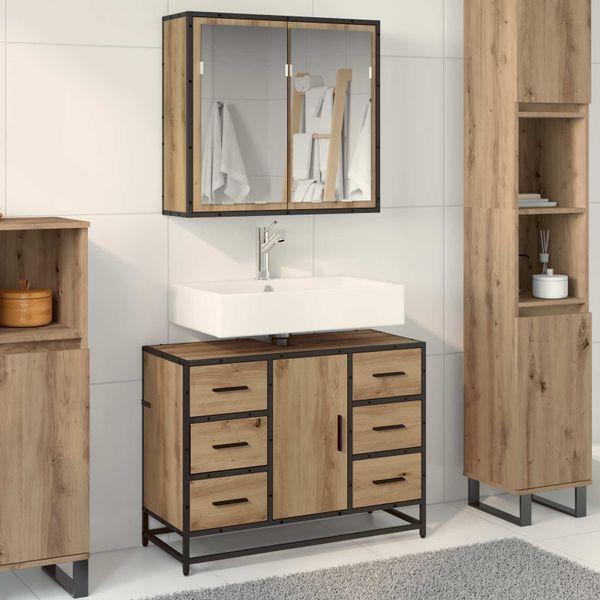 vidaXL Sada kúpeľňového nábytku 2 pcs Remeselný dub Kompozitné drevo