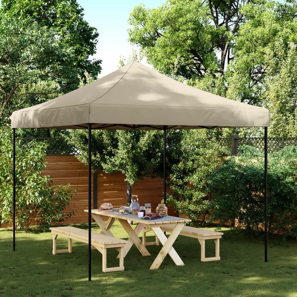 vidaXL Skladací pop-up párty stan sivohnedý 292x292x315 cm