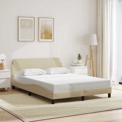vidaXL Rám postele Dover krémová 140x190 cm látka