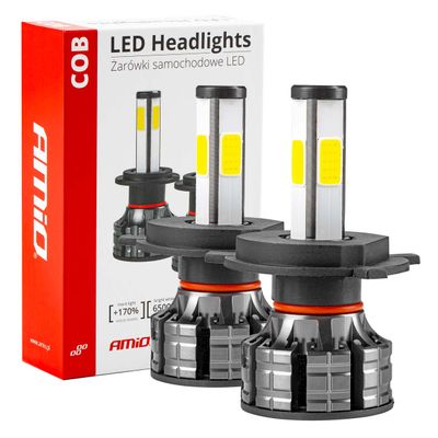 LED žiarovky hlavného svietenia COB 4Side H4 AMiO