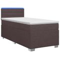 vidaXL Posteľ s boxspringom a matracom a LED Tmavohnedá 90 x 190 cm