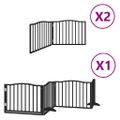 vidaXL Brána pre psa dvere sklad. 8-panel. čierna 640cm topoľové drevo