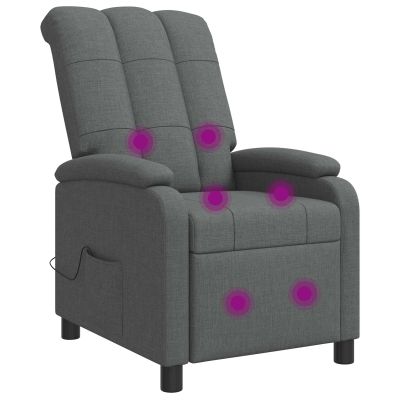 vidaXL Masážne relaxačné kreslo Tmavosivá Látka