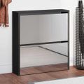 vidaXL Botník so zrkadlom 2-poschodový čierny 63 x 17 x 67 cm