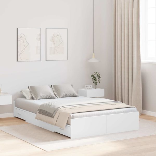vidaXL Rám postele s úložným prostorem so zásuvkou Biela 120 x 190 cm