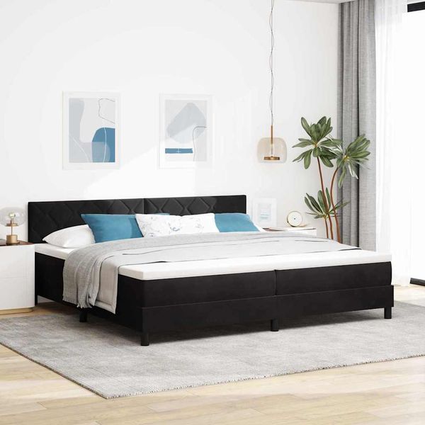 vidaXL Posteľ s pružinovým rámom Čierna 200 x 200 cm Zamat