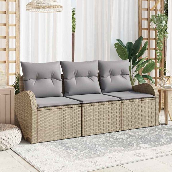 vidaXL Súprava záhradných pohoviek 3 pcs béžová a svetlosivá