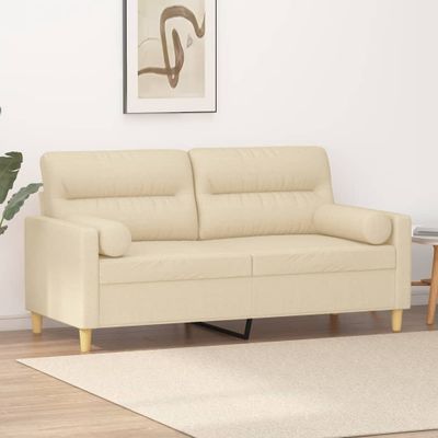 vidaXL 2-miestna pohovka s vankúšmi krémová 140 cm látka