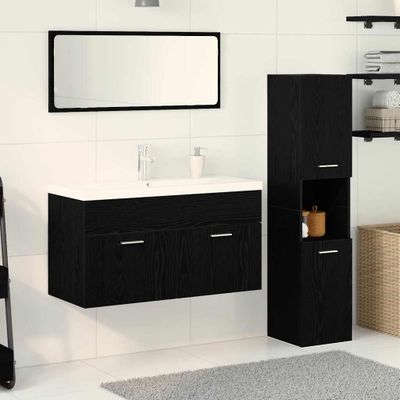 vidaXL Sada kúpeľňového nábytku 4 pcs Čierny dub Kompozitné drevo