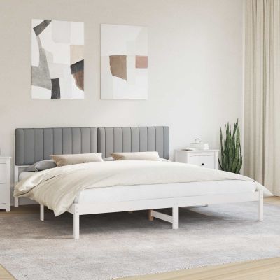 vidaXL Rám postele s čalúneným čelom Svetlosivá 200 x 200 cm
