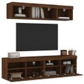 vidaXL 5-dielne TV nástenné skrinky s LED hnedý dub kompozitné drevo