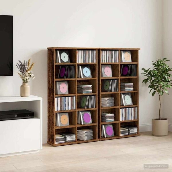 vidaXL CD Skrinka 2 ks Staré drevo 60 x 17 x 92 cm Kompozitné drevo
