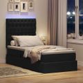 vidaXL LED úložná posteľ s matracom Čierna 100 x 200 cm Látka