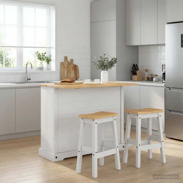 vidaXL Kuchynský ostrovný set so zásuvkou 3 pcs Biely a vosk z medu
