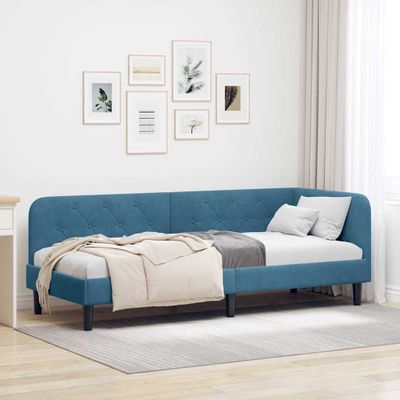 vidaXL Rohový rám postele Modrá 80 x 200 cm Zamat