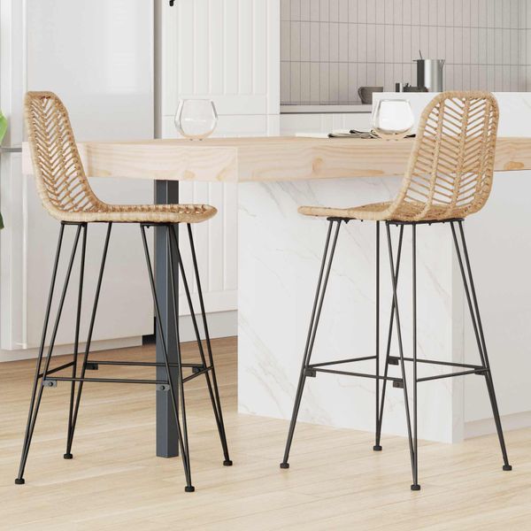 vidaXL Barová stolička 2 pcs 44 x 52 x 111 cm Ratan a železo