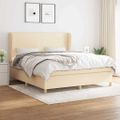 vidaXL Posteľný rám boxspring s matracom krémový 160x200 cm látka