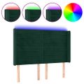 vidaXL Čelo postele s LED tmavozelené 147x16x118/128 cm zamat