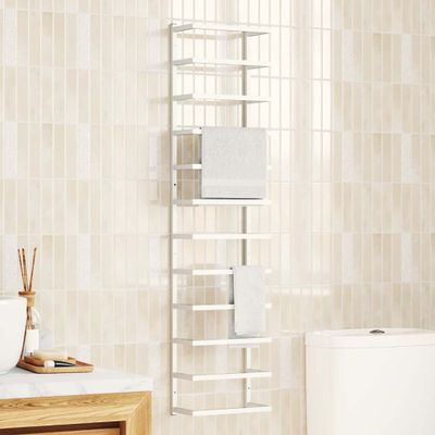 vidaXL Stojan na uteráky biely 24x12x96 cm oceľ