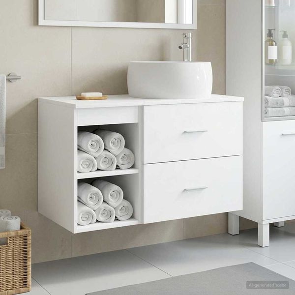 vidaXL Sada kúpeľňového nábytku 2 pcs Biela Kompozitné drevo