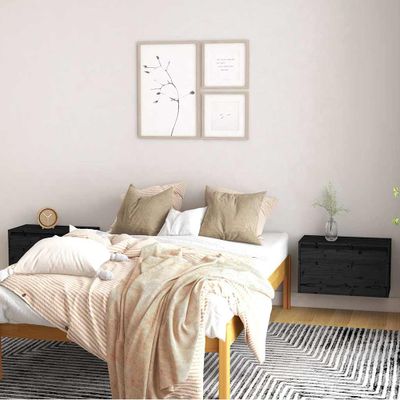 vidaXL Nástenné skrinky 2 ks čierne 60x30x35 cm masívna borovica