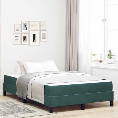 vidaXL Posteľ s pružinovým rámom Tmavozelená 120 x 190 cm látka