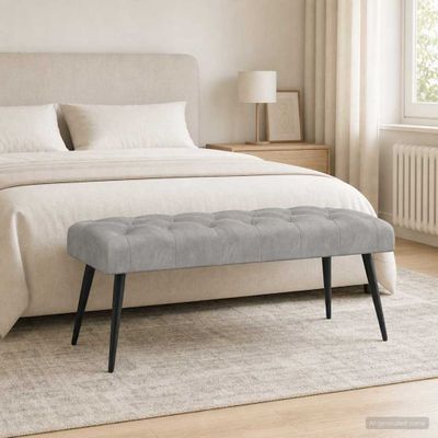 vidaXL Lavica s gombíkovým prešívaním Svetlosivá 110 x 40 x 46 cm