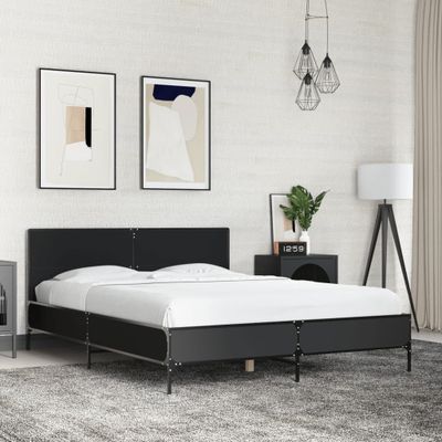 vidaXL Posteľný rám čierny 140x190 cm kompozitné drevo a kov