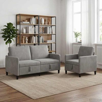 vidaXL Súprava pohovky s úložným priestorom 2 ks Svetlosivá Polyester