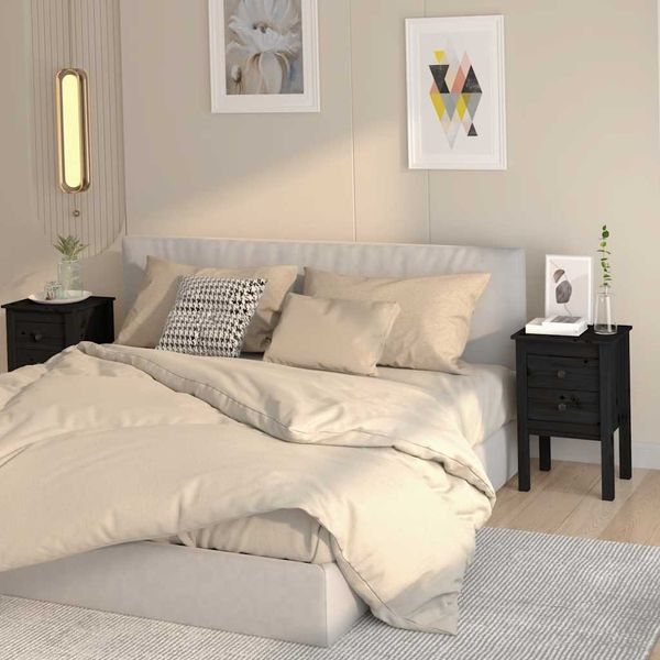 vidaXL Nočné stolíky 2 ks čierne 40x35x61,5cm masívne borovicové drevo