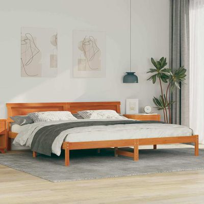 vidaXL Rám postele Včelí hnedý 200 x 200 cm Masívne borovicové drevo