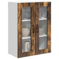 vidaXL Nástenný sklenený kabinet LUCCA Dymový dub 60 x 31 x 80 cm