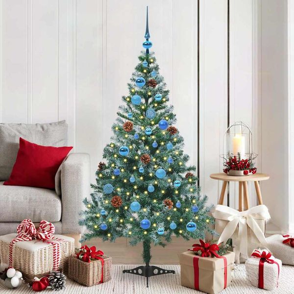 vidaXL Umelý vianočný stromček s 150 LED-i Zelená 150 cm PVC a oceľ