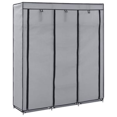 vidaXL Šatník s priehradkami a tyčami sivý látkový 150x45x175 cm