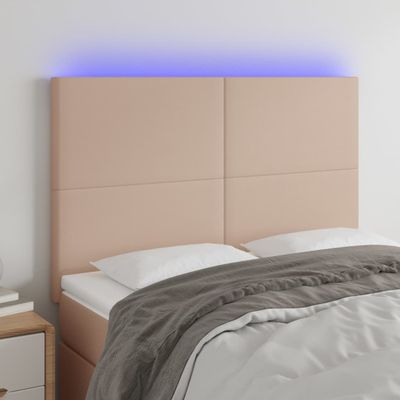 VidaXL Čelo postele kapučínové 144x5x118/128 cm umelá koža