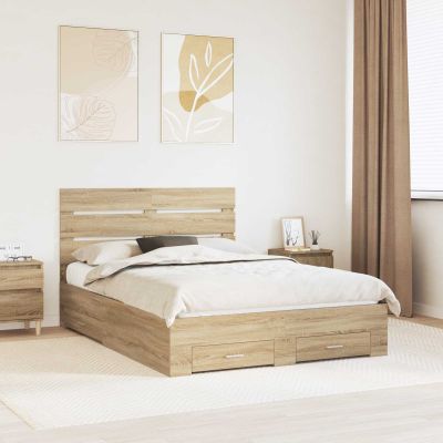 vidaXL Rám postele Sonoma dub 140 x 190 cm Kompozitné drevo