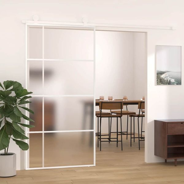 vidaXL Posuvné dvere nepriehľadné ESG sklo a hliník 102,5x205 cm biele