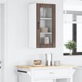 vidaXL Nástenný sklenený kabinet PORTO Hnedý dub 40 x 31 x 80 cm