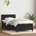 vidaXL Posteľný rám boxspring s matracom a LED čierny 90x220 cm zamat