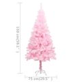 vidaXL Osvetlený umelý vianočný stromček s guľami, ružový 150 cm, PVC
