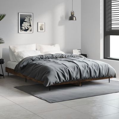 vidaXL Posteľný rám dymový dub 135x190 cm kompozitné drevo