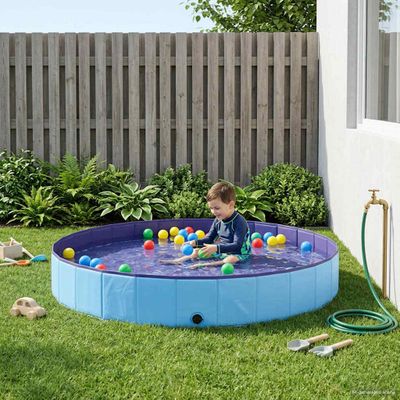 vidaXL Detský bazén Modrá Ø300 x 38 cm Hrubý PVC a konštruované drevo
