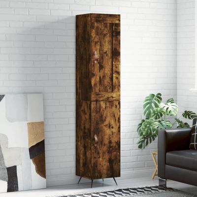 vidaXL Vysoká skrinka dymový dub 34,5x34x180 cm spracované drevo