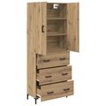 vidaXL Highboard Remeselný dub 69,5 x 34 x 180 cm Kompozitné drevo