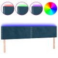 vidaXL Čelo postele s LED tmavomodrá 200x5x78/88 cm zamat