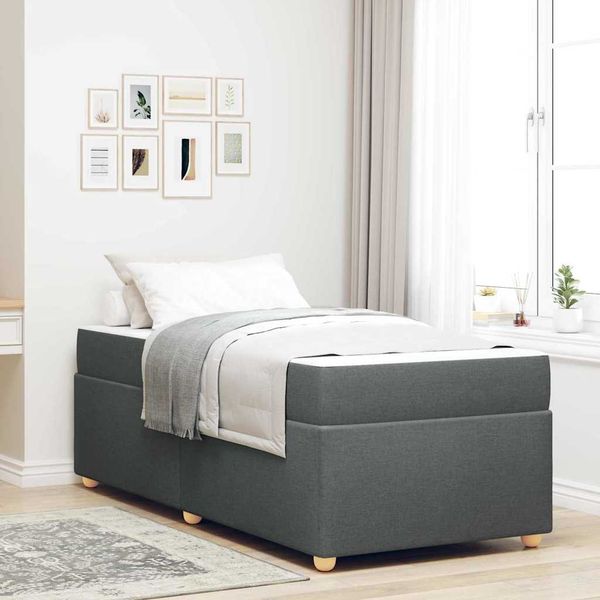 vidaXL Rám postele s matracmi Tmavo šedá 90 x 200 cm látka