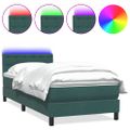 vidaXL Posteľný rám boxsping s matracom a LED tmavozelený 100x210 cm zamat