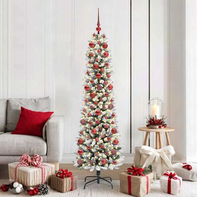 vidaXL Umelý vianočný stromček Biela 180 cm PVC, kov a plast
